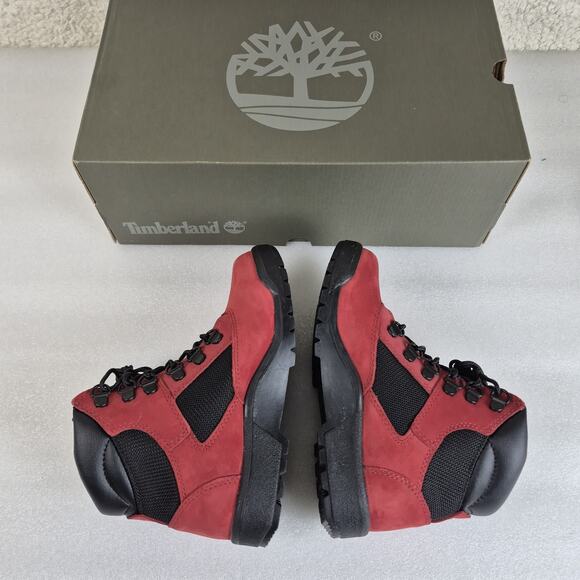 Timberland Boys Field Boots Size 2 Youth Red Black 6 Inch Nubuck Leather NWT Box - Picture 5 of 9